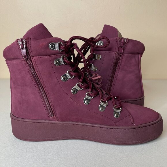 Aerosoles Nubuck Leather Wine Purple Ankle Boots Size 7 - Picture 4 of 16